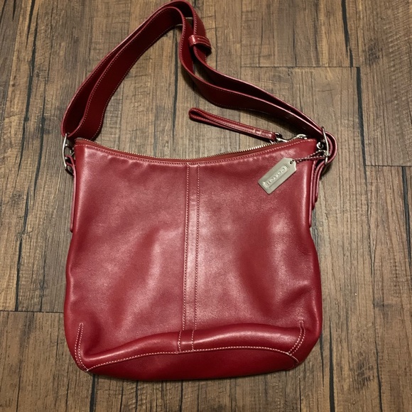Coach Slim Legacy Red Leather Hobo Handbag - Picture 4 of 5
